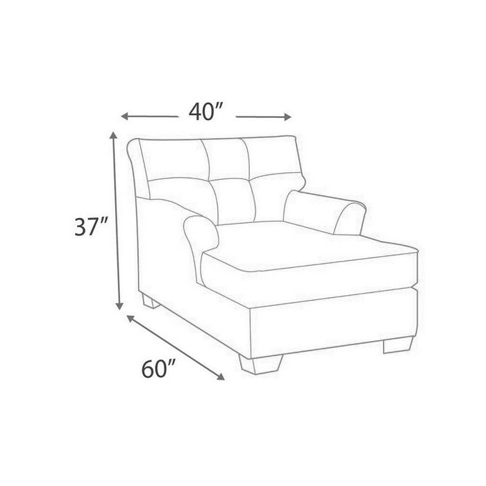 Fabric Upholstered Chaise with Tufted Back and Flared Arms, Taupe Gray