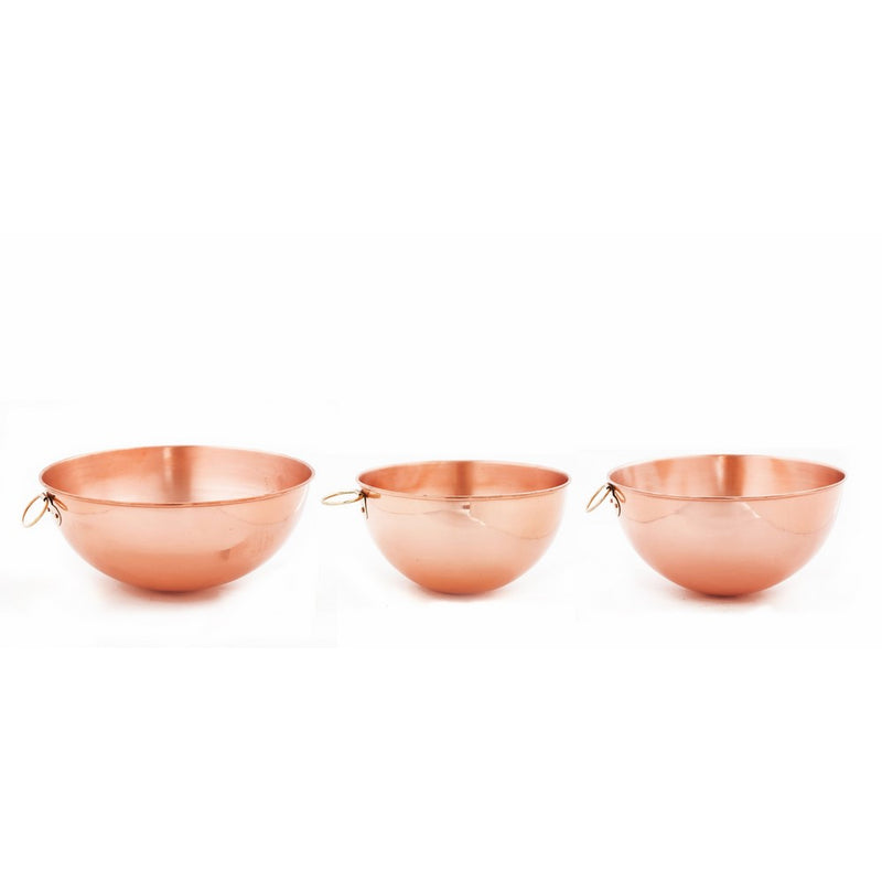 Old Dutch Solid Copper Beating Bowls, Set of 3 (2 Qt, 4.5 Qt, 5 Qt.)