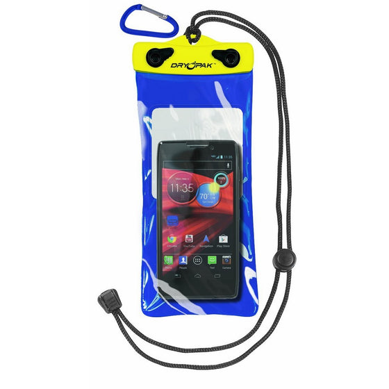 DRY PAK Dry Bag for iPhone, Android, Cameras, Cell Phone Case, 4" x 8" Blue & Yellow