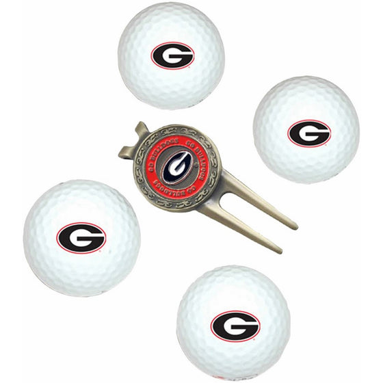 NCAA Georgia Bulldogs 4 Golf Ball And Divot Tool Set