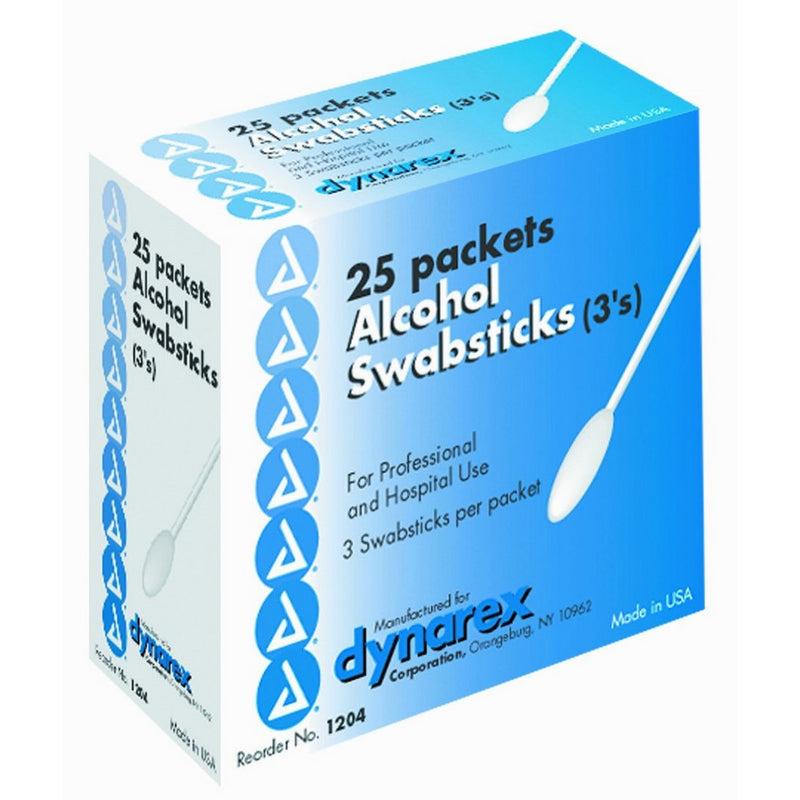 Dynarex Alcohol Swabsticks, 3/Pk, 1 Box of 75