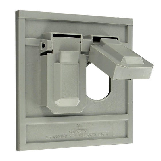 Leviton 4986-GY 1-Gang Duplex Device Wallplate Cover, Oversize, Weather-Resistant, Thermoplastic, Device Mount, Horizontal, Gray
