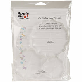 Acrylic Stamp BlockRound, Set 4/Pkg, .5" Thick, 1.75", 2.5", 3.5",4.5" w/Grid