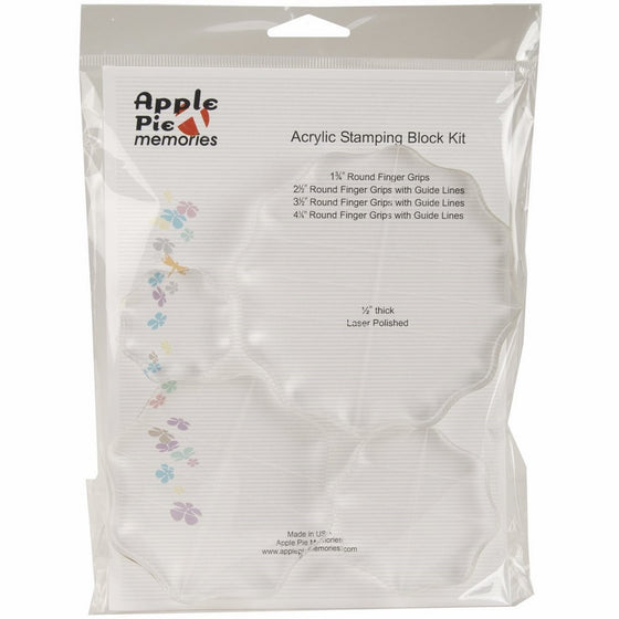 Acrylic Stamp BlockRound, Set 4/Pkg, .5" Thick, 1.75", 2.5", 3.5",4.5" w/Grid