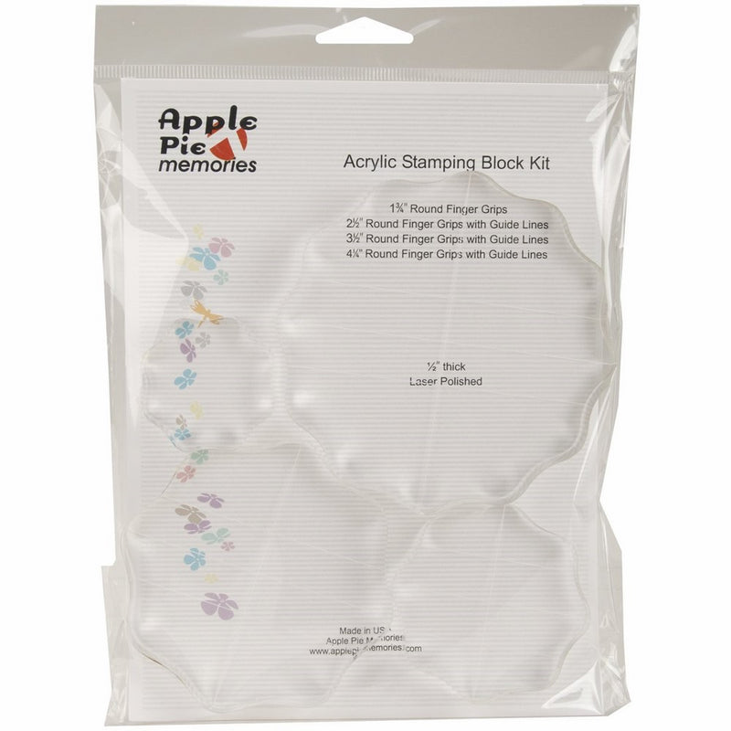 Acrylic Stamp BlockRound, Set 4/Pkg, .5" Thick, 1.75", 2.5", 3.5",4.5" w/Grid