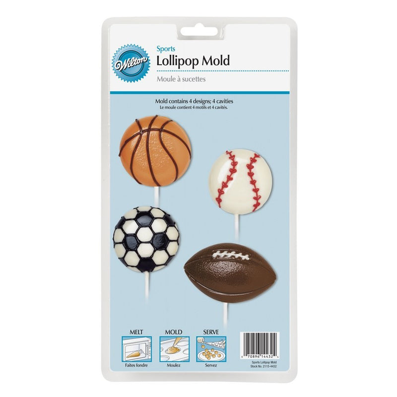 Wilton 2115-4432 Lollipop Mold Sports 4-Cavity/4 Designs