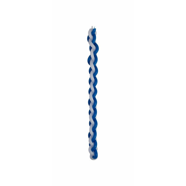 Braided Havdalah Candle - Round Blue and White Paraffin Wax - Shabbat Judaica Gift - By Ner Mitzvah