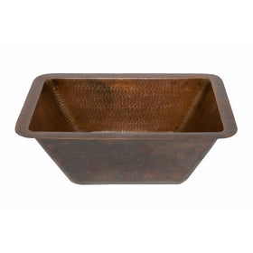 Premier Copper Products LRECDB Rectangle Hammered Copper Bathroom Sink, Oil Rubbed Bronze