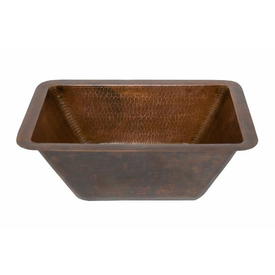 Premier Copper Products LRECDB Rectangle Hammered Copper Bathroom Sink, Oil Rubbed Bronze
