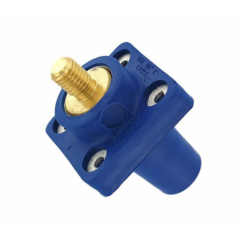 Leviton 16R24-B 16-Series Taper Nose, Female, Panel Receptacle, 90-Degree, Threaded Stud, Cam-Type Connector, Blue (Old Model)