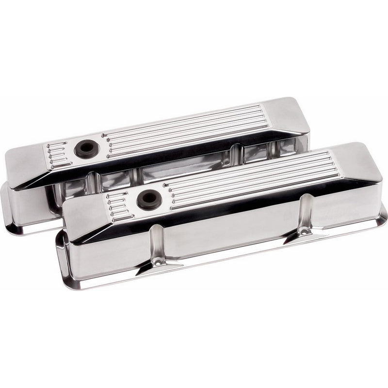 Billet Specialties 95620 Polished Ribbed Valve Cover for Small Block Chevy
