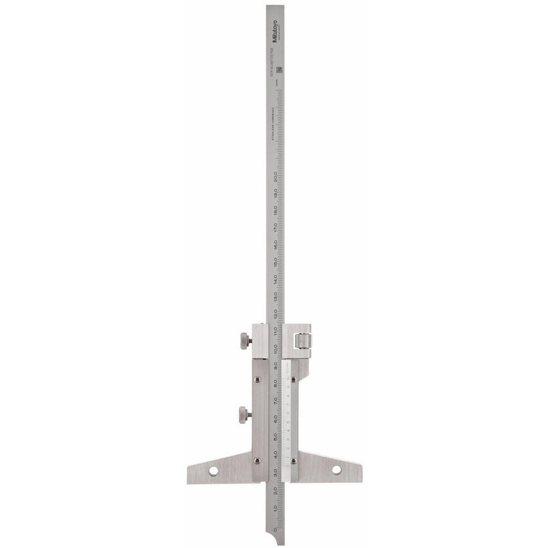 Mitutoyo 527-102 Vernier Depth Gauge, Caliper Type, 0-200mm Range, 0.02mm Graduation, /-0.03mm Accuracy, With Fine Adjustment Feature