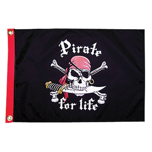Taylor Made Products 1800, Pirate Heads Boat Flag, 12 inch x 18 inch, Pirate For Life