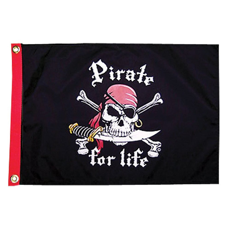 Taylor Made Products 1800, Pirate Heads Boat Flag, 12 inch x 18 inch, Pirate For Life