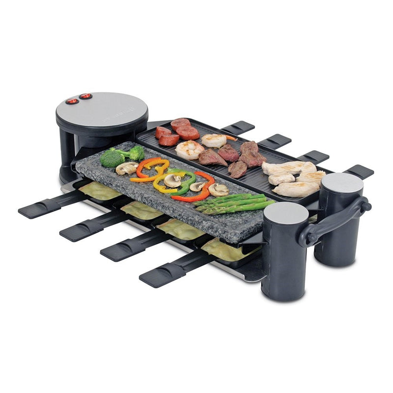 Swissmar KF-77073 Swivel 8-Person Raclette with Granite Stone and Cast Aluminum Non Stick Grill Plate, Black