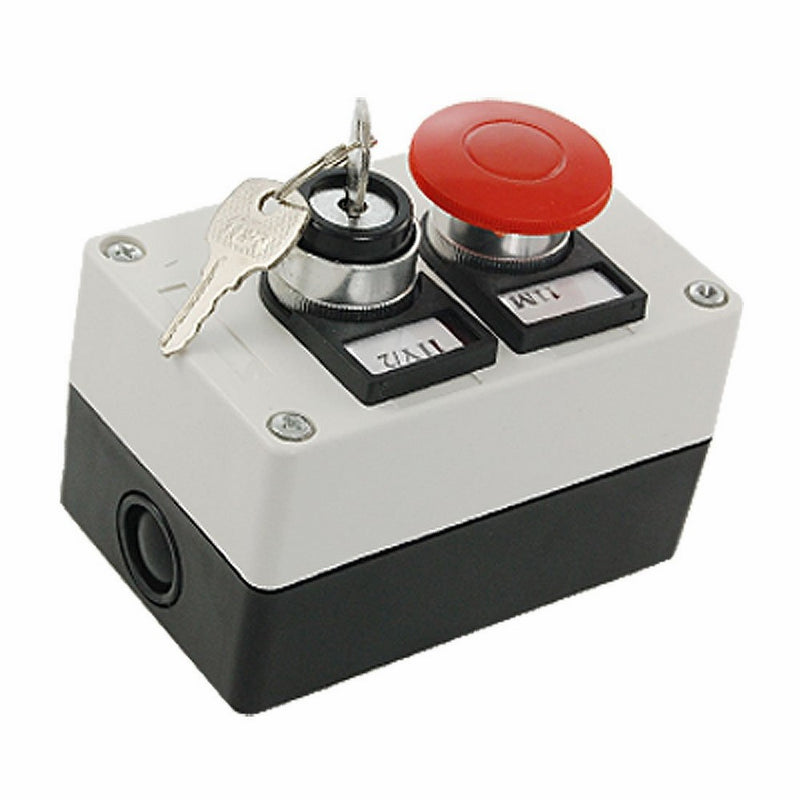 uxcell Key Lock on/off Switch Red Mushroom Push Button Station
