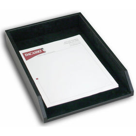 Dacasso Black Leather Letter Tray, Legal Size
