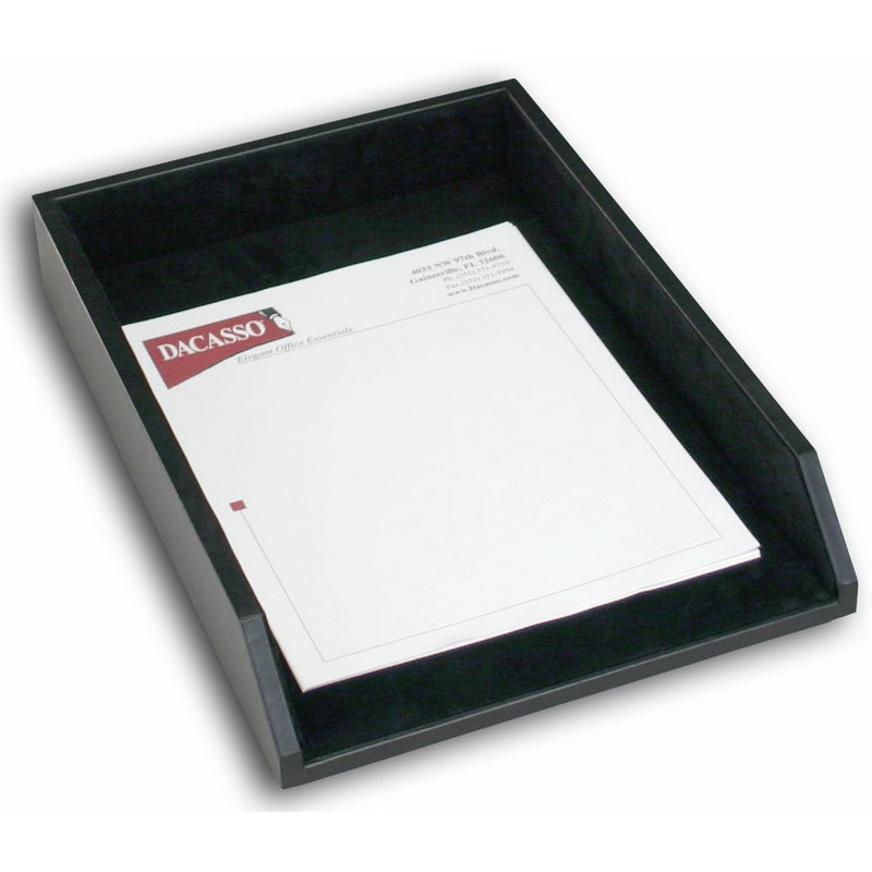 Dacasso Black Leather Letter Tray, Legal Size
