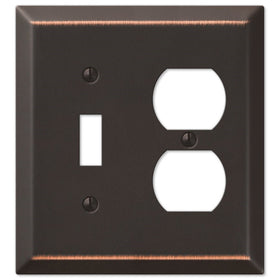 Amerelle 163TDDB Traditional Steel Wallplate with 1 Toggle/1 Duplex Outlet, Aged Bronze