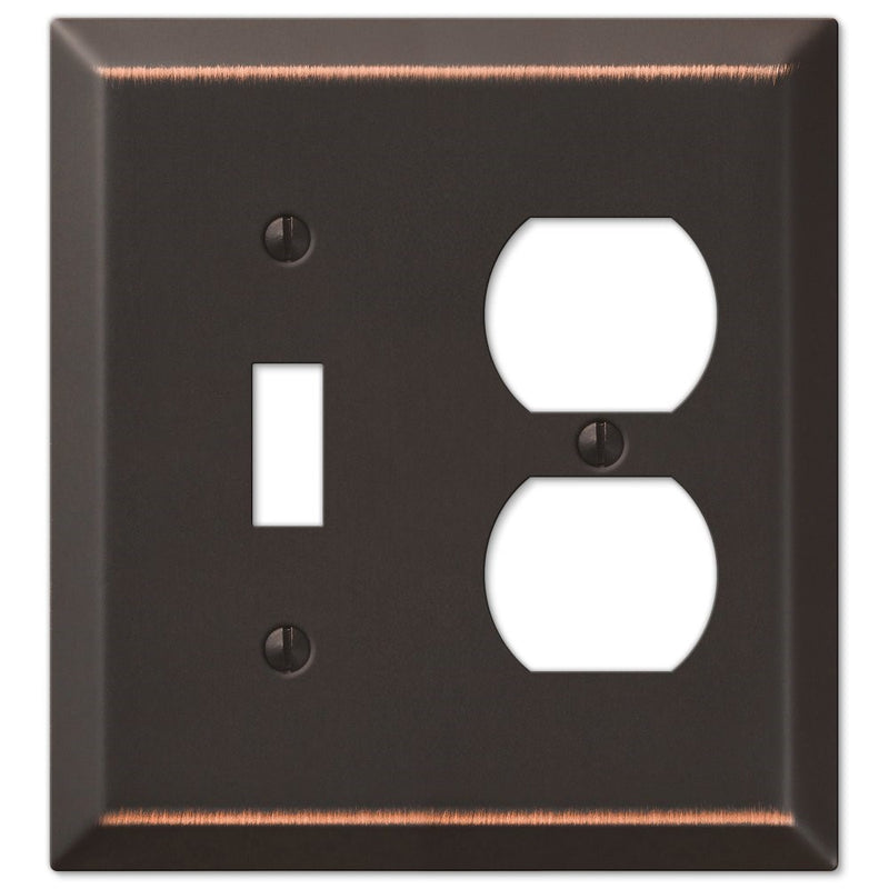 Amerelle 163TDDB Traditional Steel Wallplate with 1 Toggle/1 Duplex Outlet, Aged Bronze