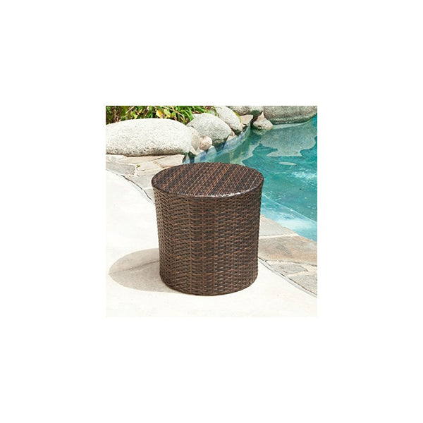 Overton Outdoor Wicker Barrel Side Table