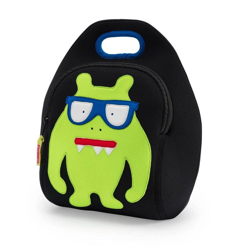 Dabbawalla Bags Monster Geek Kids' Insulated Washable & Eco-Friendly Lunch Bag Black/Lime Green