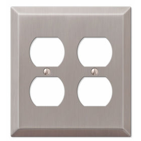 Amerelle 163DDBN Century Steel 2 Duplex Wallplate, Brushed Nickel