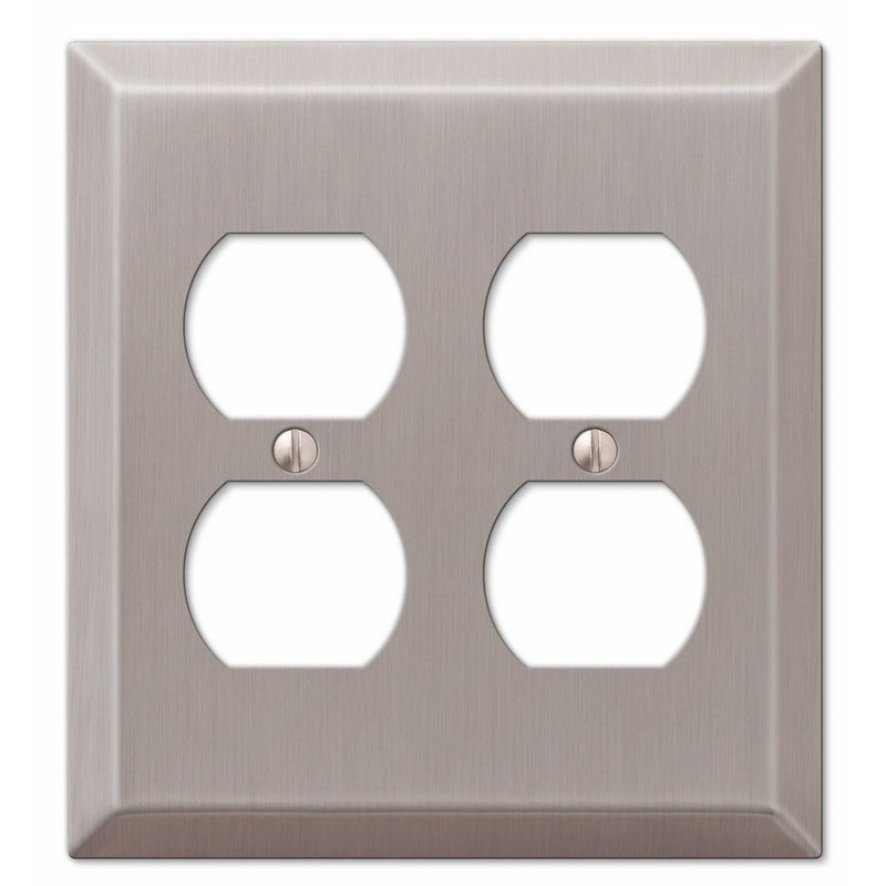 Amerelle 163DDBN Century Steel 2 Duplex Wallplate, Brushed Nickel