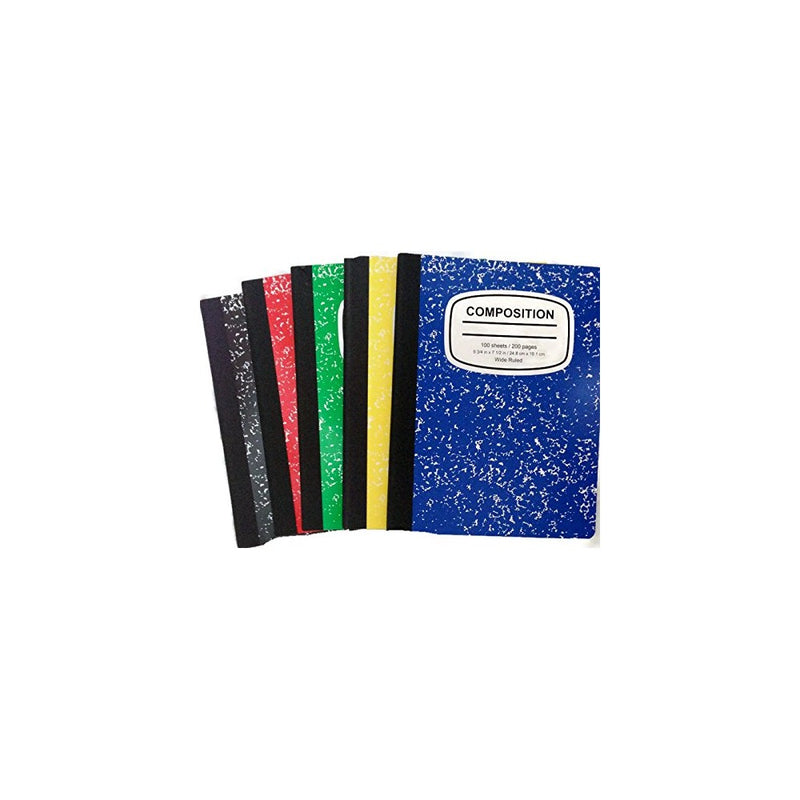Marbled Composition Notebooks Wide Ruled 100 Page 5color-5pack Bundle