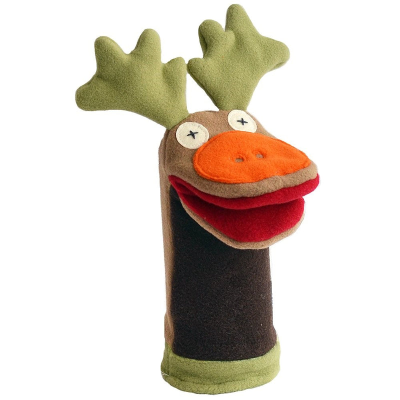 Cate and Levi 12" Handmade Softy Moose Hand Puppet (100% USA Polar Fleece)