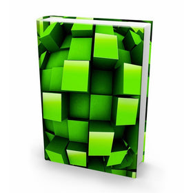 Book Sox Stretchable Book Cover: Jumbo Green Cube Print. Fits Most Hardcover Textbooks up to 9 x 11. Adhesive-Free, Nylon Fabric School Book Protector. Easy to Put On. Washable & Reusable Jacket.