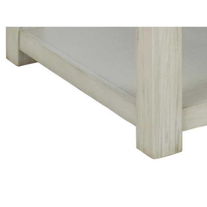 Two Tone Wooden Lift Top Cocktail Table with Open Shelf, Brown and White