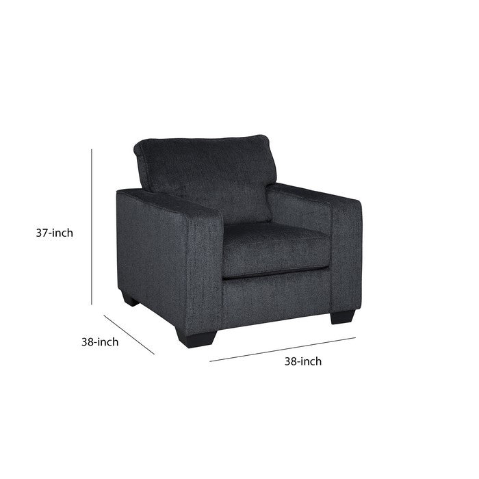 Fabric Upholstered Chair with Track Arms and T Backrest, Dark Gray