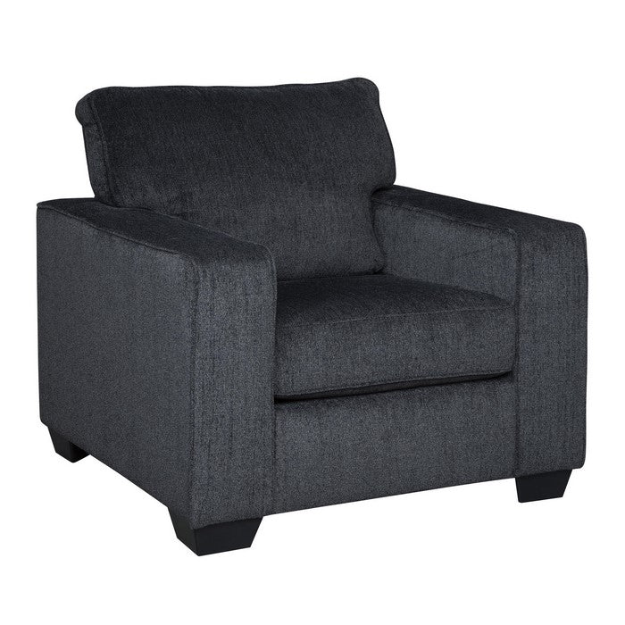 Fabric Upholstered Chair with Track Arms and T Backrest, Dark Gray