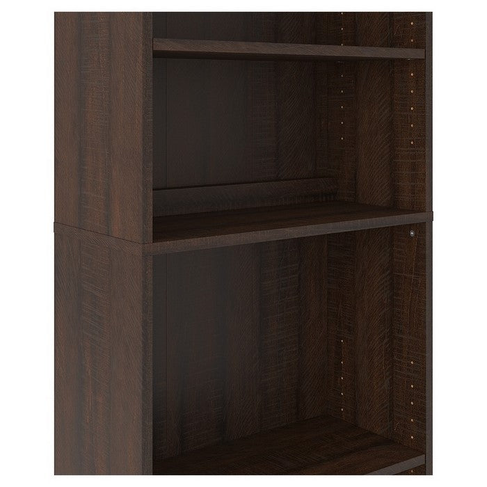 Transitional Wooden Bookcase with 5 Shelves, Espresso Brown