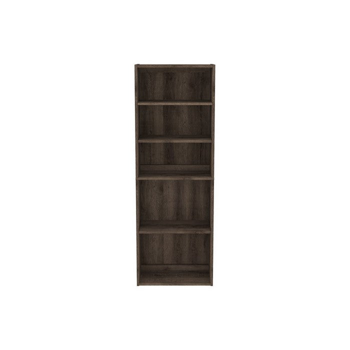 Transitional Wooden Bookcase with 5 Shelves, Brown