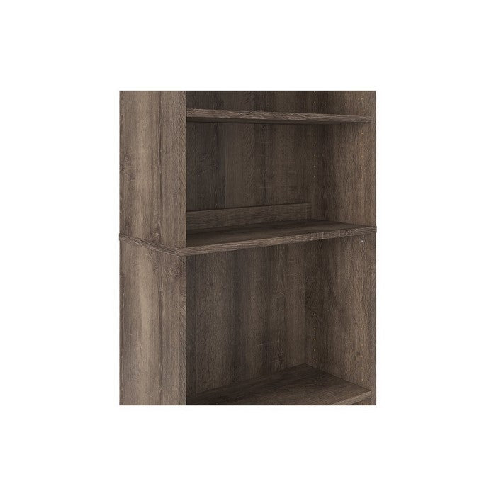 Transitional Wooden Bookcase with 5 Shelves, Brown