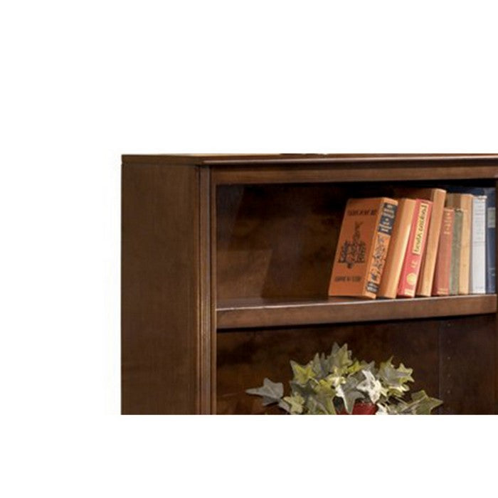 Traditional Style Wooden Bookcase with 4 Tier Shelf Setup, Brown