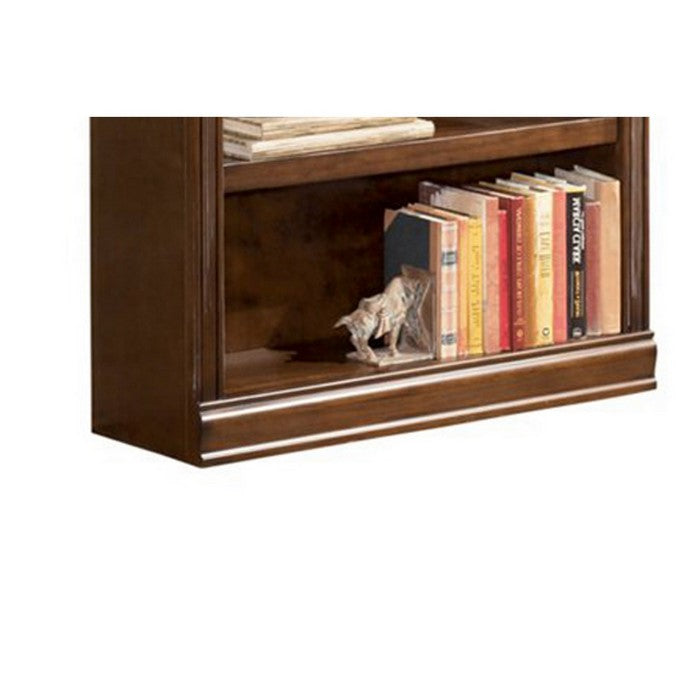 Traditional Style Wooden Bookcase with 4 Tier Shelf Setup, Brown
