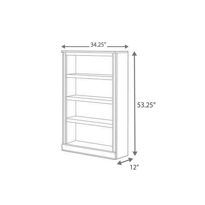 Traditional Style Wooden Bookcase with 4 Tier Shelf Setup, Brown