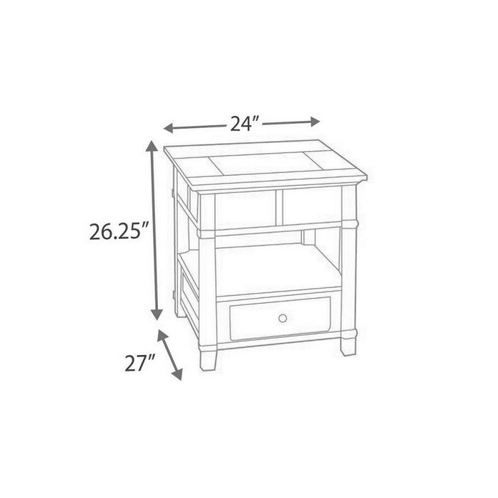 1 Drawer Lift Top End Table with Open Bottom Shelf and Power Hub, Brown