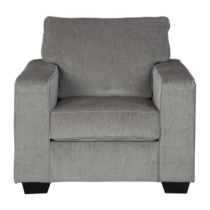 Fabric Upholstered Chair with Track Arms and T Backrest, Gray