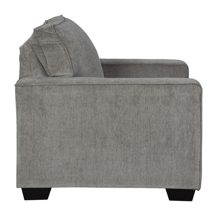 Fabric Upholstered Chair with Track Arms and T Backrest, Gray