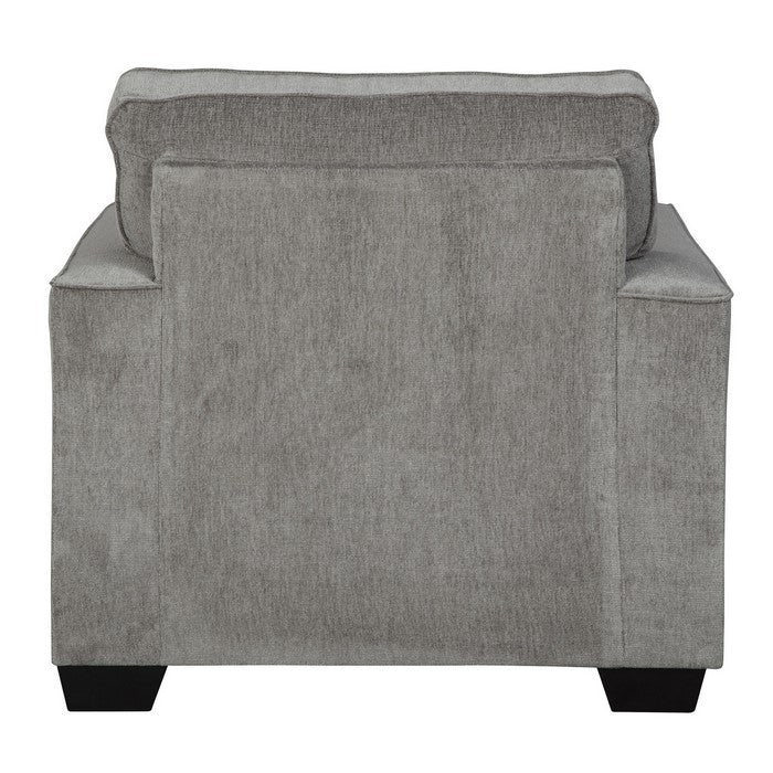 Fabric Upholstered Chair with Track Arms and T Backrest, Gray