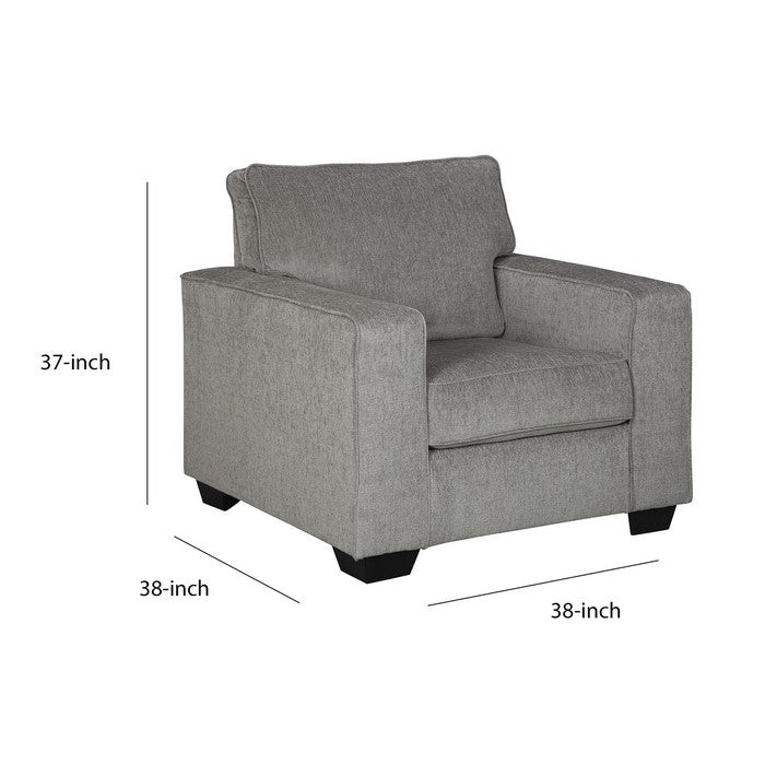 Fabric Upholstered Chair with Track Arms and T Backrest, Gray