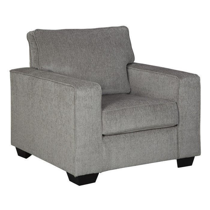 Fabric Upholstered Chair with Track Arms and T Backrest, Gray