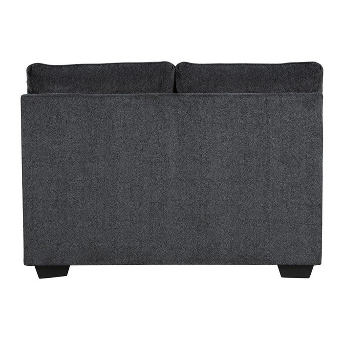 Upholstered Wooden Frame Armless Loveseat with Tapered Legs, Gray and Black