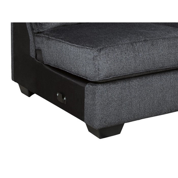 Upholstered Wooden Frame Armless Loveseat with Tapered Legs, Gray and Black