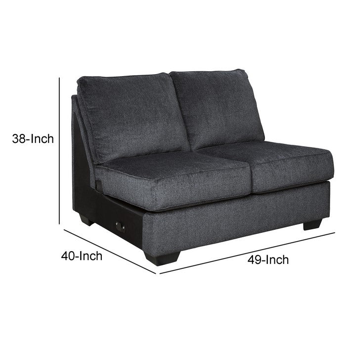 Upholstered Wooden Frame Armless Loveseat with Tapered Legs, Gray and Black