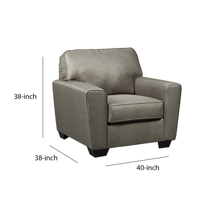 Fabric Upholstered Chair with Tapered Arms and T Backrest, Taupe Gray